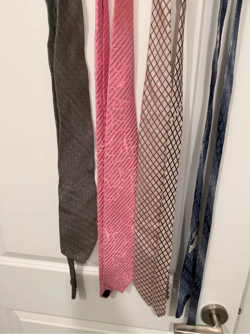Assorted Men's Silk Neckties in Gray, Pink, Peach & Blue
